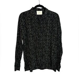 JUST Female Black and White San Shirt Button Front Long Sleeve Size Small